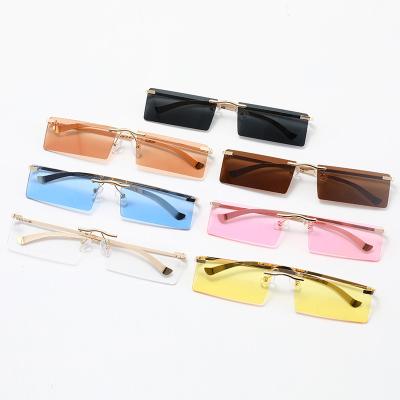 China Newest 2020 small rectangle frame square rimless sunglasses fashion sunglasses frame sunglasses for sale