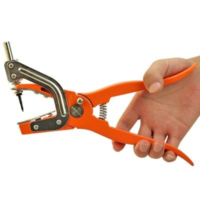 China Pig Ear Tag Installing High Quality Automatic Orange Animal Cattle Ear Tag Applicator Painless Hydraulic Cattle Ear Tag Pliers For Cattle Sheep Hog for sale