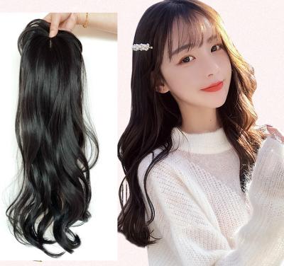 China Deep Wave Women's Hair Block Wig Women's Curly Hair Wave Top Long Big Covering Increase Wig Volume White Half Set New Hair Block for sale