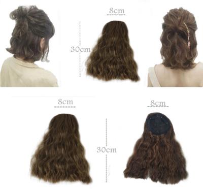 China Deep Wave Women's Hair Block Wig Women's Curly Hair Wave Top Long Big Covering Increase Wig Volume White Half Set New Hair Block Shortly for sale