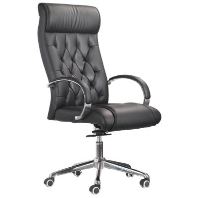 China Adjustable (height) Wholesale comfortable relaxing seating high back modern black ergonomic executive manager leather boss office swivel chair for sale