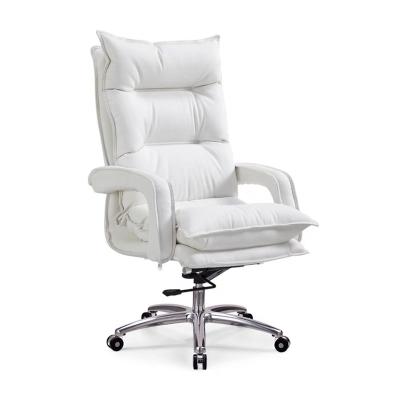 China Adjustable (height) New design Genuine Leather chair executive white office Waiting PU boss manager office chair for sale