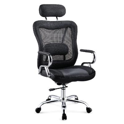 China Adjustable (height) Factory direct sale modern luxury swivel headrest black mesh lumbar support office computer boss chair office for sale