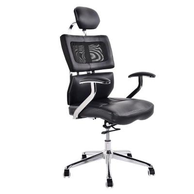 China Adjustable (height) High back modern high quality PU and mesh executive headrest boss manager swivel ergonomic home chair office for sale