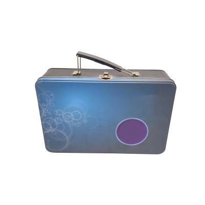 China Easy Carry Food Grade OEM Customized Metal Tinplate Packaging Lunch Tin Box Can With Handle for sale