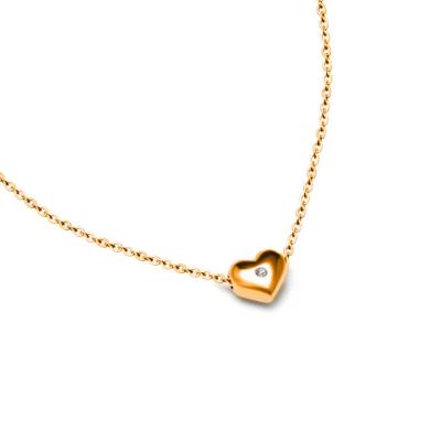 China Hot Selling CLASSIC Stainless Steel 18K Gold Plated Link Chain Clavicle Heart Charm Jewelry Beautiful Zircon Pendant Necklace for sale