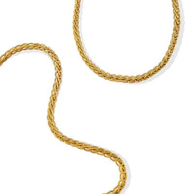 China Hiphop Geometric Element Stable Stainless Steel Chain Gold Plated Woven Stainless Steel Chain Necklace for sale