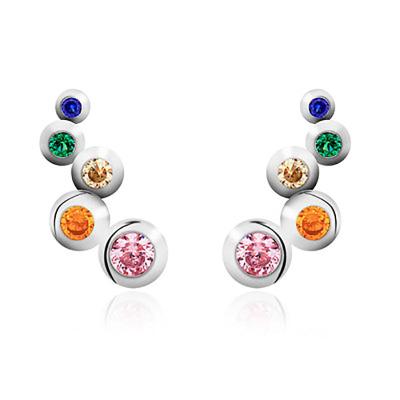 China TRENDY Fashion Mini Earrings Circle Symmetrical Rainbow Single Stud Earrings Silver Plating Alloy Ladies Earrings Stud for sale