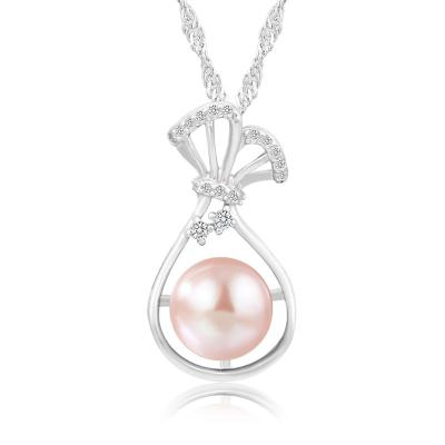 China CLASSIC Fashion Jewelry Necklace S925 Silver Rhodium Plated Ladies Accessories Freshwater Pearl Lucky Bag Pendant Necklace for sale