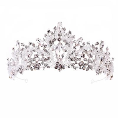 China Headwear Factory Price Cheap Wholesale Customized Beaded Crystal Tiara Bridal Crown Hair Accessories for sale