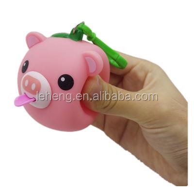 China New Game Trends Soft Plastic Pink Pig Shape Pop Tongue Beeping Animal Toys Ornament for sale