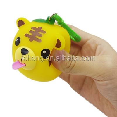 China 2019 Hot Selling Game 2019 Hot Selling Animals Instrument Sound Plastic Tongue Beeping Yellow Tiger Toy Keyholder for sale