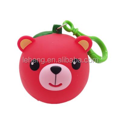 China Game promotional item soft plastic toys squeeze beep with tongue red bear animal toy keyholder for sale