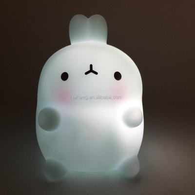 China Blue Cute Rabbit PVC Rabbit LED Night Light With Battery Operated Toy for sale