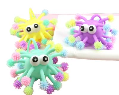 China Sports Toys Cute LED Popper Ball Big Eye Octopus Toy Splat Toy Light Puffer Balls for sale