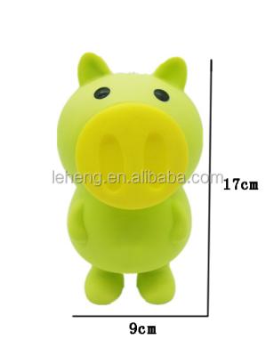 China Have Voice Nose Big Size Green Shatterproof Plastic Pig Shape With Sweet And Voice Nose Piggy Bank for sale