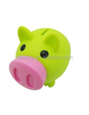 China With A Sweet And Voice Pig Nose Plastic Green Animal With Sweet And Voice Nose Children Pink Coin Bank for sale