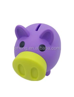 China With a sweet and voice newcomer plastic purple pig with yellow nose sweet and voice money collection savings bank box for sale