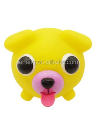 China Beeping and with tongue toys 2019 edu fun yellow dog soft safe plastic compression beeping with tongue toys for kids for sale