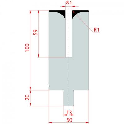 China 42CrMo Flattening Die V8 /R1/H100 - 3157 Press Brake Dies for sale