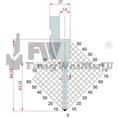 China 1045 narrow extinct punch/R0.25/H94 - 1269 press brake 90 degree punches for sale