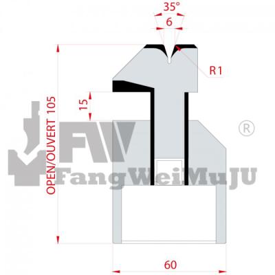 China 1045 Dies 35 Degree Pneumatic Flattening Die / V6 / H105 - 3039PN Press Brake Dies for sale