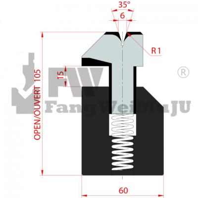 China 1045 off 35 degree flattening die/V6/H105 - 3039 press brake dies for sale