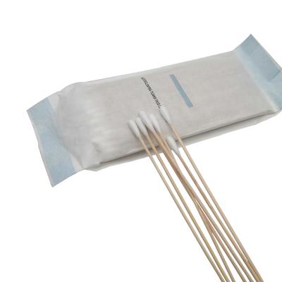 China Flexible Medical Sterile Cotton Swabs Single Tip 15cm Applicators 6 Inch Birch Wood for sale