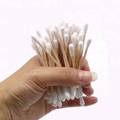 China Bud HBKJ Disposable Cotton Swab Cotton Sticks For Personal Care Wooden Tube for sale