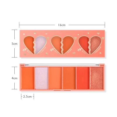 China Wholesale Waterproof Makeup Artist Multifunctional Mood Blush Palette Whitening Orange Nude Makeup Highlighting Eyeshadow Six Colors Blush for sale