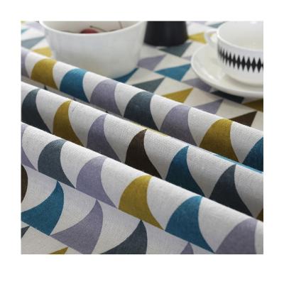 China Machine washable wholesale colorful geometrical geometric polyester printed tablecloth round table cover cotton for sale