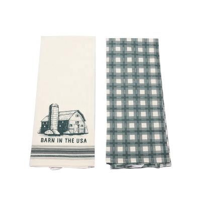 China 100% Pure Cotton Kitchen Towel Cloth Daily Kitchen Linen Printed Pattern Tea Towel for sale