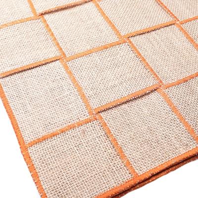 China Modern Handmade Home Area Rug Decor Burlap Color-block Area Rug for sale