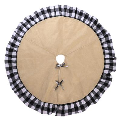 China Fashionable Black White Polyester Buffalo Check Farmhouse Burlap Tree Skirt Christmas Accessories for sale