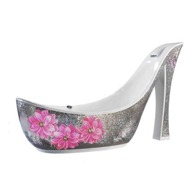 China Eco-freindly Pink Bathroom Acrylic Bathtub Shoe Shape Soaking Tub Stand Alone for sale