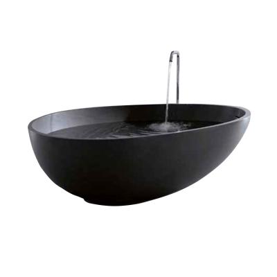 China Anti-scratch luxury modern black stone soaking freestanding oval shape corner bathtub factory directly for sale