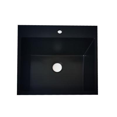 China With faucet singlw popular bowl black square kitchen sink with drain quartz stone Foshan supplier for sale