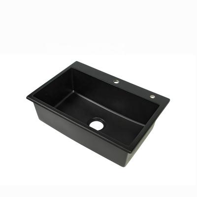 China Without Faucet Large Quartz Kitchen Sink Modern Black Porcelain Manufacturer for sale