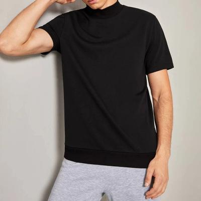 China Summer Breathable Custom Made Men's Stand Collar Hot Selling Short Sleeve T-shirt Gym Fitted Soft T-shirt Men Clothing for sale