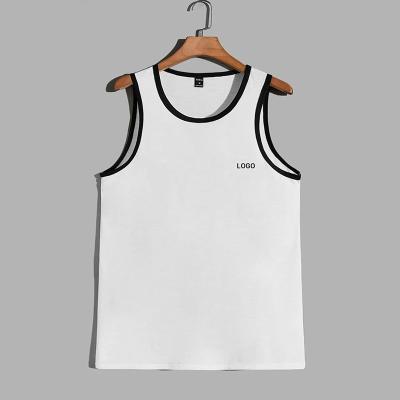 China Wholesale White Men's Fitted Comfort Crew Neck Tank Binding Contrast Plain T-shirt Clothing Breathable Print T-shirt for sale