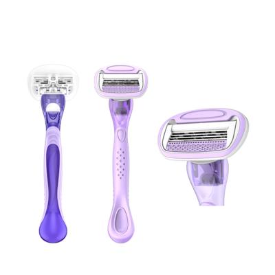 China Four Blades Women Shaving Razor Fully Surrounded Lubricating Strip With Four Blades Super Quality System Razor for sale