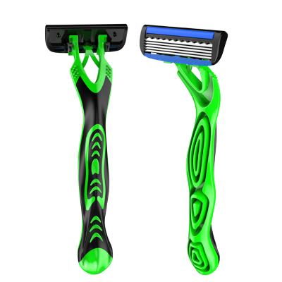 China Sharp Razor 5 Blades 5 Blades Green Color Men Shaving Disposable Razor Razor for sale