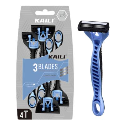 China KAILI Triple Blade Shaving Razor 3 Blades Bare Back Cartridge Disposable Razor for sale