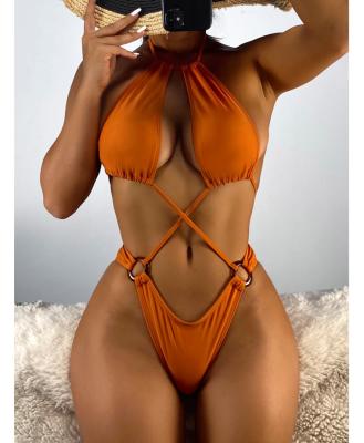 China 2021 Fashion Antibacterial Sexy Bikini Beachwear Gather Strappy Bikini Swimwear Woman Swimwear White Beachwear for sale