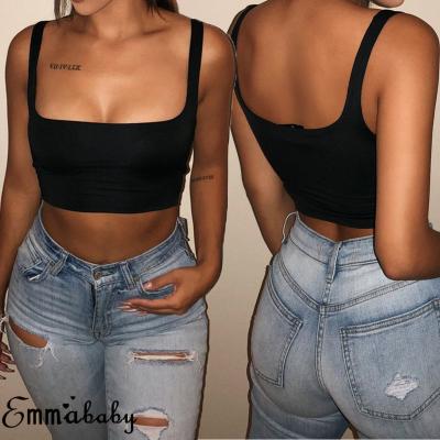 China 2019 Sexy Women Anti-UV Solid Strappy Tanks Invest Crop Top Women Fitness Yoga Bra Sports Tank Tops for sale