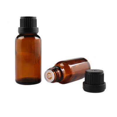 China Amber Glass Personal Care Essential Oil 5ml 10ml 15ml 30ml Glass Dropper Bottle With Child Safe Cap for sale