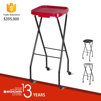 China Red Folding Salon Trolley Hair Salon Serving Tray Trolley For Hair Salon for sale