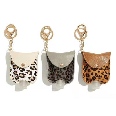 China Factory Supply Easy Supply Leopard Print Mini Small Pocket Bag For Key Chain Leather Sanitizer Bottle for sale