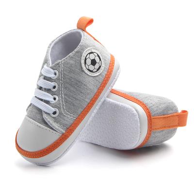 China Anti-Smell Infant Soft Anti Slip Baby Shoes Canvas Prewalking Shoes Lace Up Slip One Kids Shoes for sale