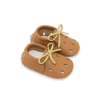 China Anti-Smell Slip On Infant Shoes Cutout Tassel Genuine Leather Baby Shoes Breathable Moccasins for sale